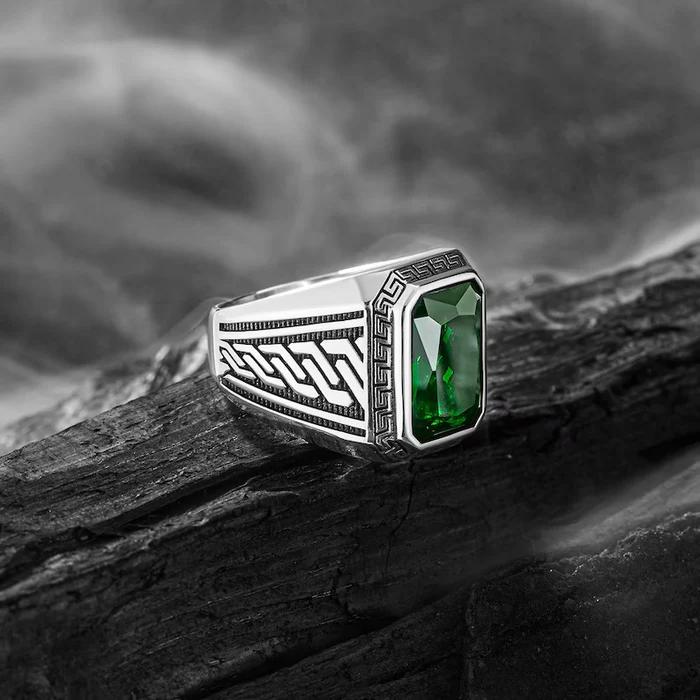 Green Stone Aqeeq Ring For Men and Women
