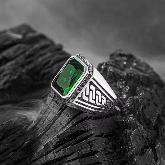 Green Stone Aqeeq Ring For Men and Women