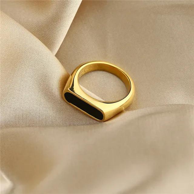 Minimal 24K Gold Plated Black Epoxy Ring For Men/Women