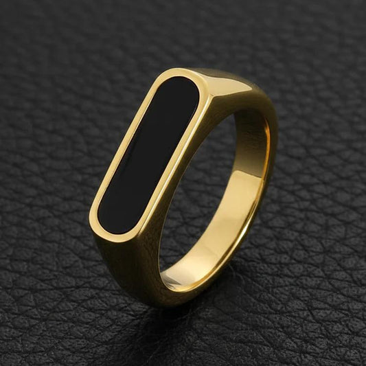 Minimal 24K Gold Plated Black Epoxy Ring For Men/Women