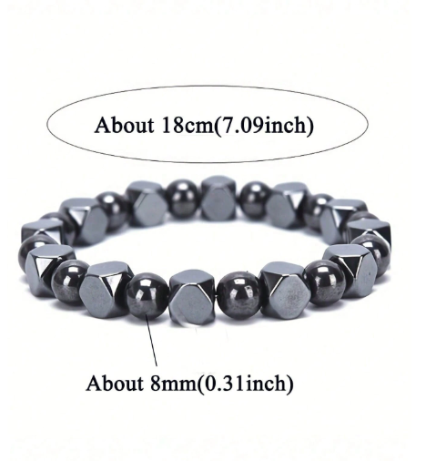 Men's Hematite And Obsidian Beaded Bracelet,