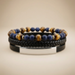 Leather Bracelet with black and orange beads