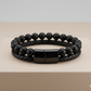 Black Leather with Stone Bracelet