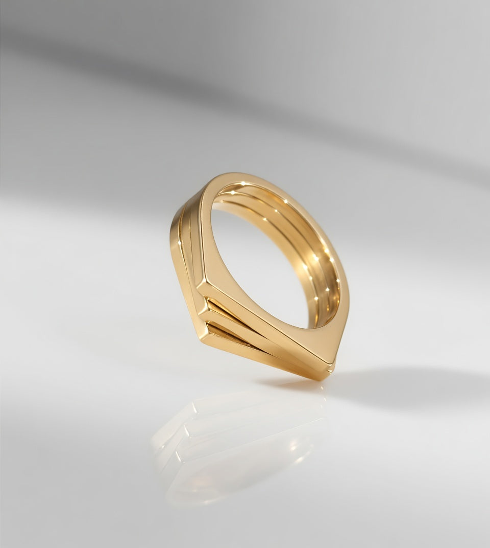 Three Layered Gold Ring