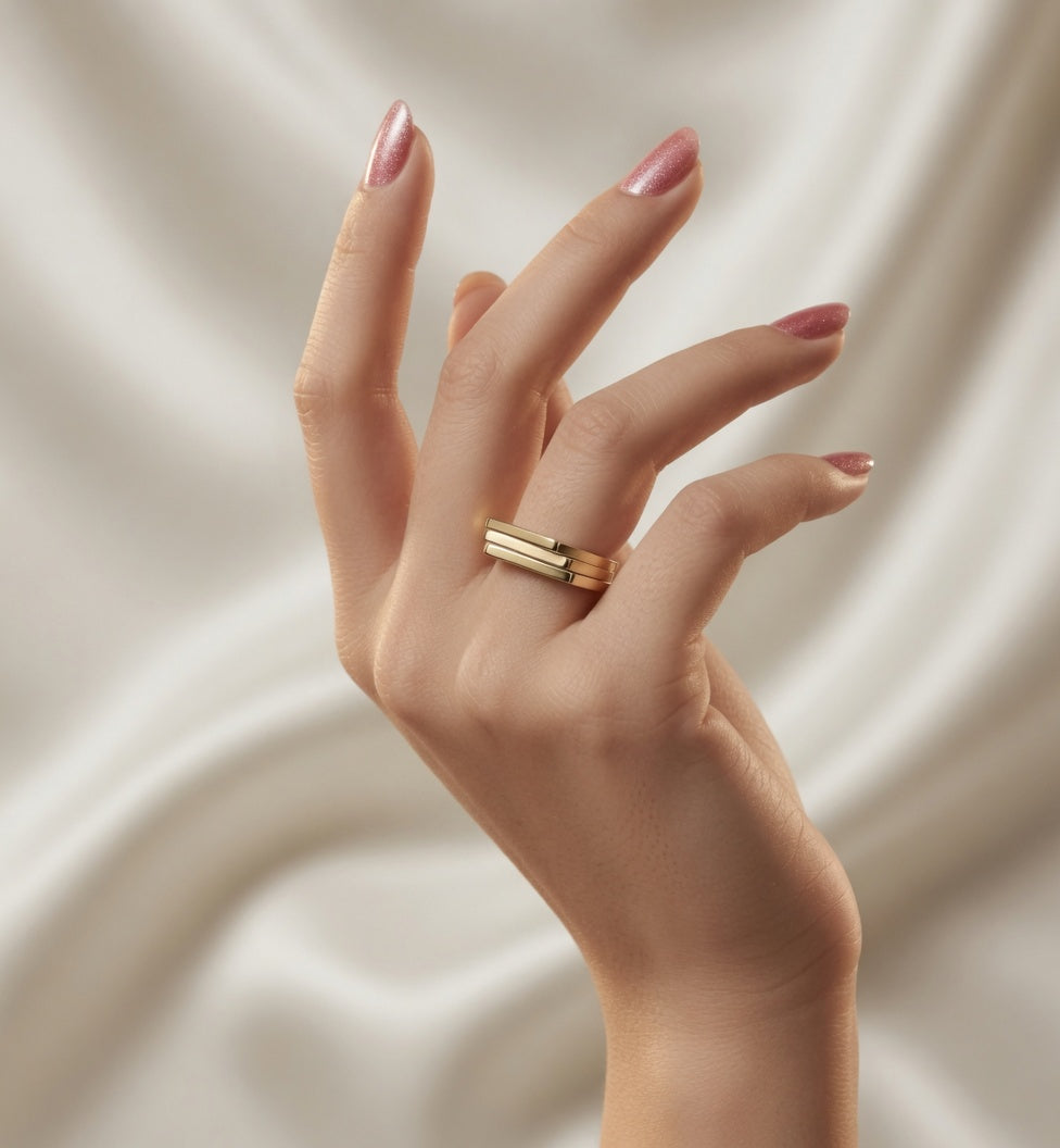 Three Layered Gold Ring