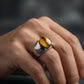 Italian Stainless Steel Tiger Aqeeq Ring
