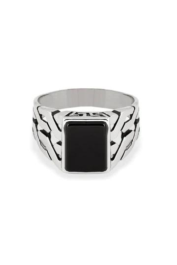 Black Onyx Cuban Ring