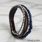 Multi-strand leather and beaded bracelet