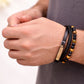 Leather Bracelet with black and orange beads