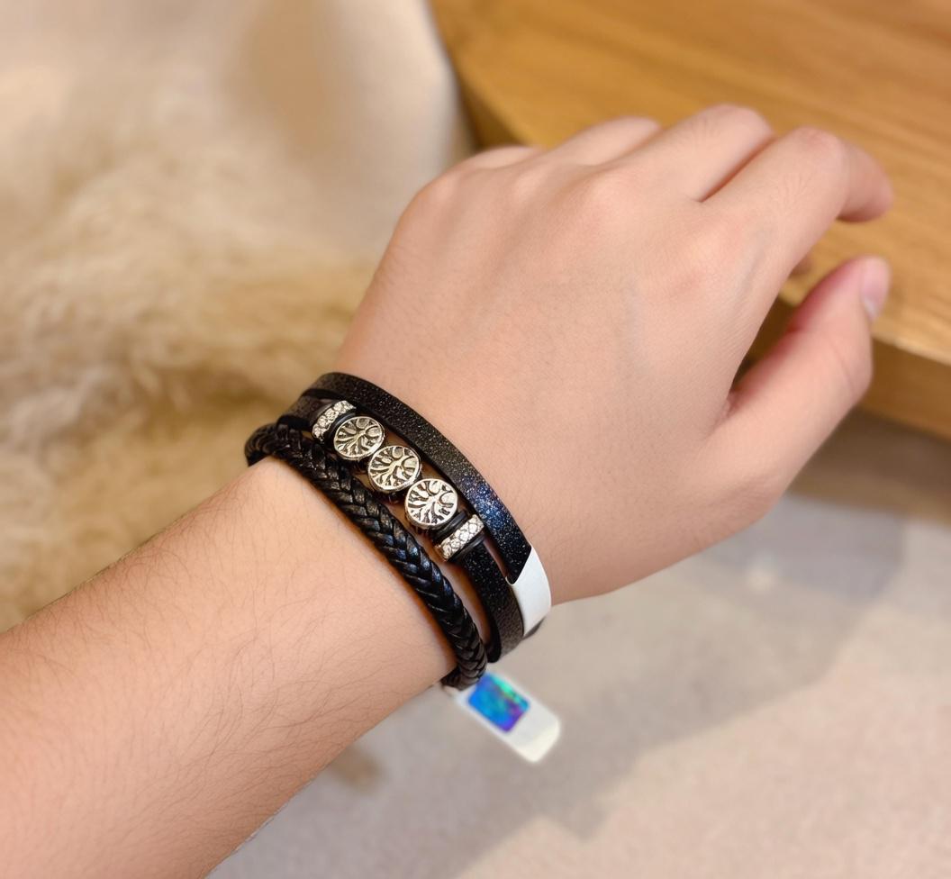 Men's Braided Natural Obsidian Bracelet