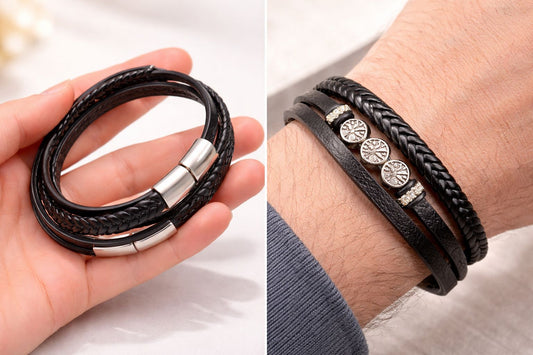 Men's Braided Natural Obsidian Bracelet