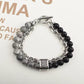 Men's Tiger Eye Lava Natural Stone  Bracelet with Gun Black Link Chain