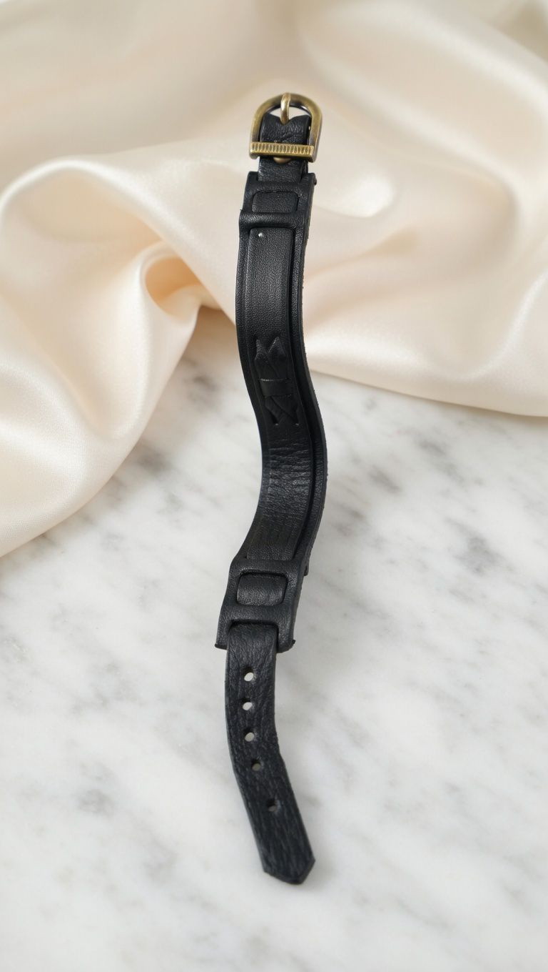 Leather Bracelet with a gold buckle