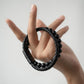 Black Leather with Stone Bracelet