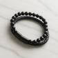 Black Leather with Stone Bracelet