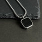 Silver Epoxy Square Pendant Necklace For Men