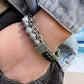Men's Tiger Eye Lava Natural Stone  Bracelet with Gun Black Link Chain