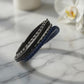 Multi-strand leather and beaded bracelet