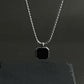 Silver Epoxy Square Pendant Necklace For Men